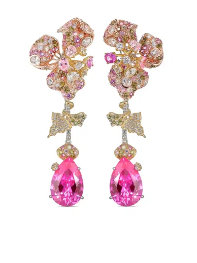 Anabela Chan 18kt Rose Gold Blush Orchid Saphhire And Diamond Earrings In Pink