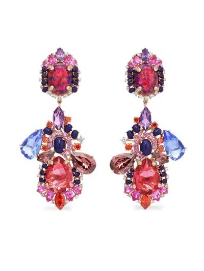 Anabela Chan 18kt Rose Gold Multi-stone Chandelier Earrings In Pink