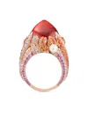 Anabela Chan 18kt Rose Gold Vermeil Goldenberry Sugarloaf Gemstone And Pearl Ring In Orange