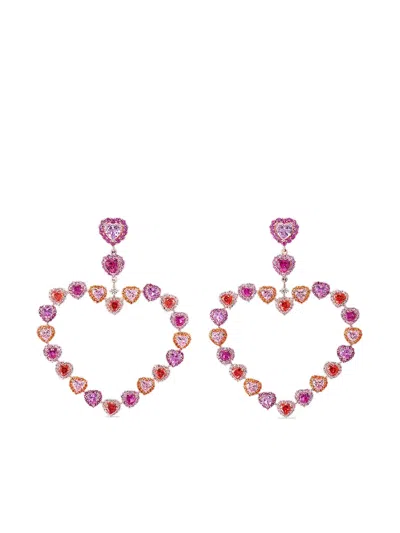 Anabela Chan 18kt Rose Gold Vermeil Love Heart Sapphire And Diamond Earrings In Pink