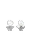 Anabela Chan 18kt White Gold Butterfly Pearl And Diamond Earrings In Metallic