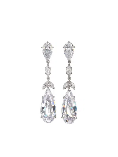 Anabela Chan 18kt White Gold Calla Lily Diamond Earrings In Silver