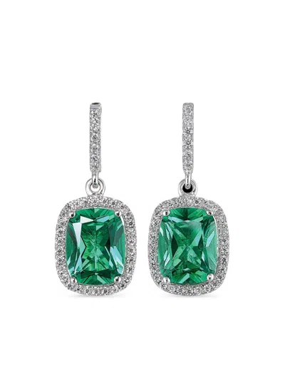 Anabela Chan 18kt White Gold Comet Emerald Earrings In Silver
