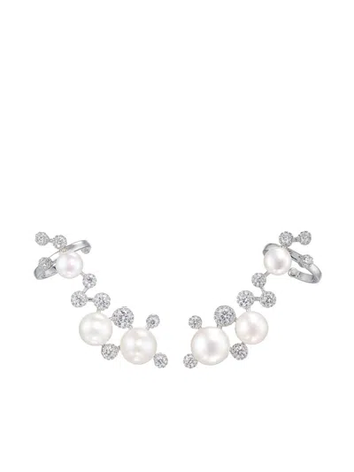 Anabela Chan 18kt White Gold Constellation Pearl Ear Cuffs In Silver