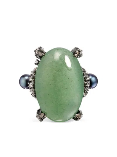 Anabela Chan 18kt White Gold Matrix Love And Pain Ring In Green