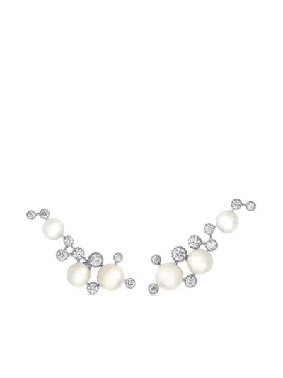 Anabela Chan 18kt White Gold Mini Constellation Diamond And Freshwater Pearl Earrings