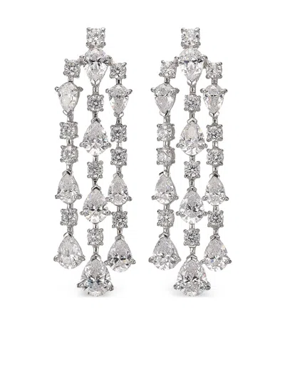 Anabela Chan 18kt White Gold Orchid Cascade Earrings In Silver
