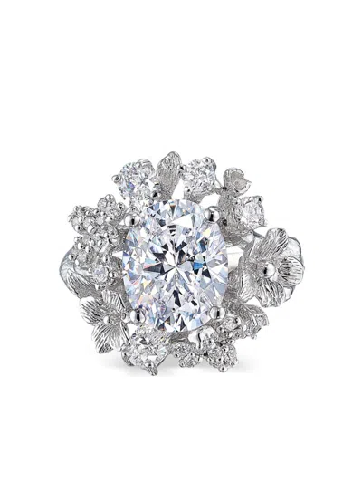 Anabela Chan 18kt White Gold Posy Diamond Ring In Silver