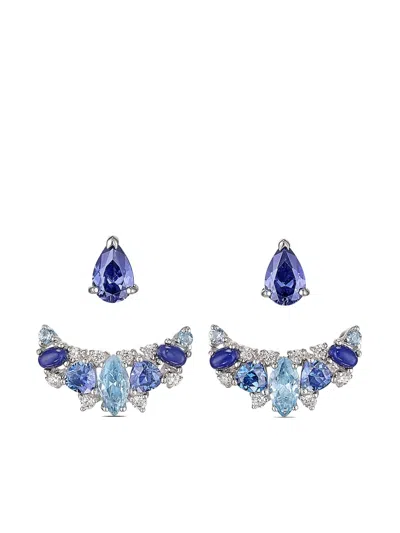Anabela Chan 18kt White Gold Twinkle Ear-jacket Earrings In Blue