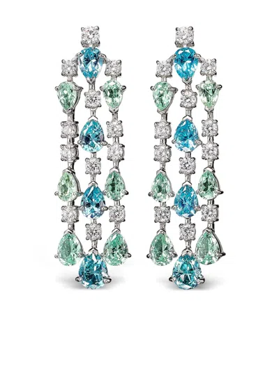 Anabela Chan 18kt White Gold Valley Orchid Cascade Earrings In Silver
