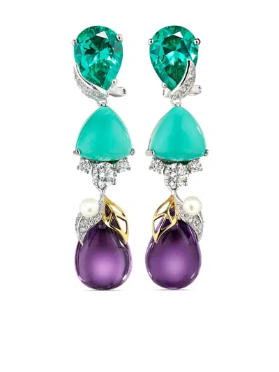 Anabela Chan 18kt White Gold Vermeil Berry Multi-stone Earrings In Blue