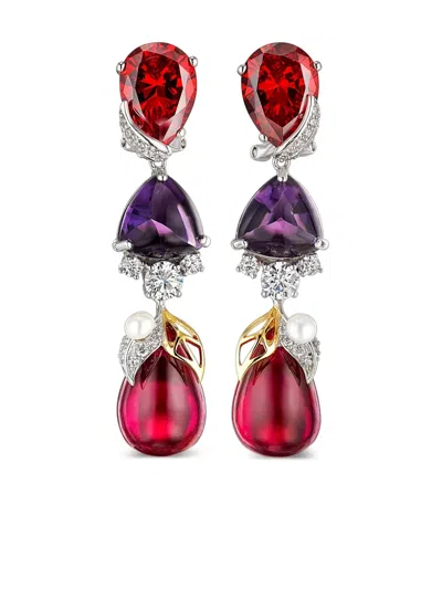 Anabela Chan 18kt White Gold Vermeil Berry Multi-stone Earrings In Purple