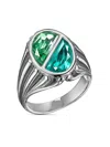 Anabela Chan 18kt White Gold Vermeil Paraiba Oval Signet Gemstone Ring In Blue
