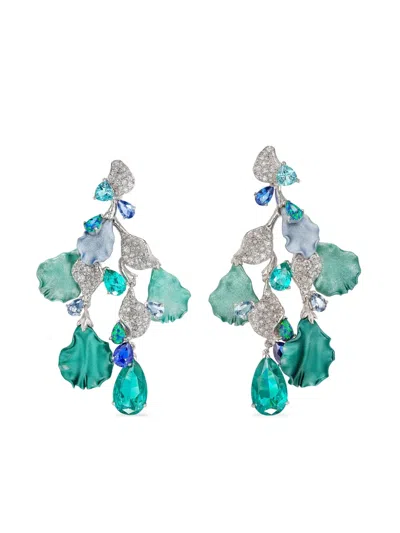 Anabela Chan 18kt White Gold Vermeil Poseidon Multi-stone Earrings In Blue