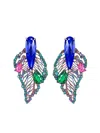 Anabela Chan 18kt White Gold Vermeil Rainbow Titan Multi-stone Earrings In Blue