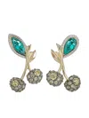 Anabela Chan 18kt Yellow Gold Cherry Stud Multi-stone Earrings In Green