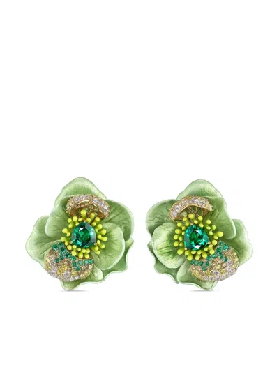 Anabela Chan 18kt Yellow Gold Citrus Bloom Multi-stone Earrings In Green