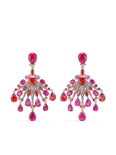 Anabela Chan 18kt Yellow Gold Starburst Multi-stone Earrings In Red