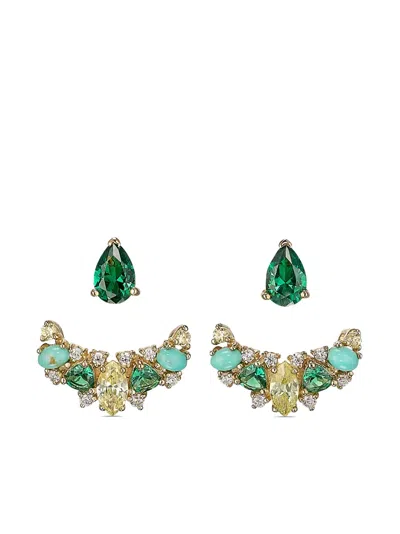 Anabela Chan 18kt Yellow Gold Twinkle Ear-jacket Earrings In 绿色