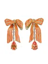 Anabela Chan 18kt Yellow Gold Vermeil Bardot Bow Sapphire And Diamond Earrings In Orange