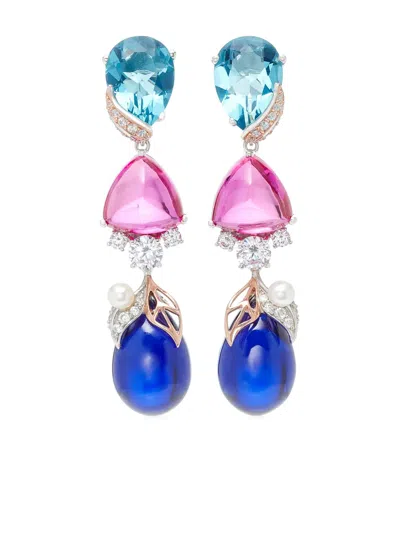 Anabela Chan 18kt Yellow Gold Vermeil Berry Multi-stone Earrings In Blue