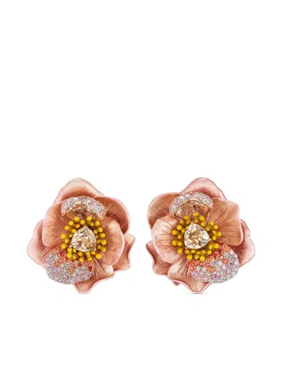 Anabela Chan 18kt Yellow Gold Vermeil Bloom Sapphire And Diamond Earrings In Pink