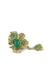 Anabela Chan 18kt Yellow Gold Vermeil Emerald Peony Emerald And Diamond Ring In Green