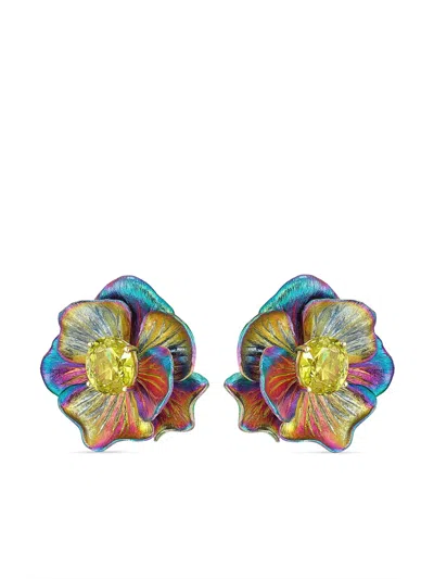Anabela Chan 18kt Yellow Gold Vermeil Rainbow Bloom Quartz Earrings