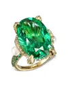 Anabela Chan 18kt Yellow Gold Vermeil Tourmaline Mermaid Gemstone And Pearl Ring In Green