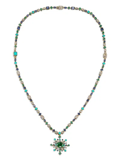 Anabela Chan 18ky Yellow Gold Spectra Multi-stone Necklace In Green