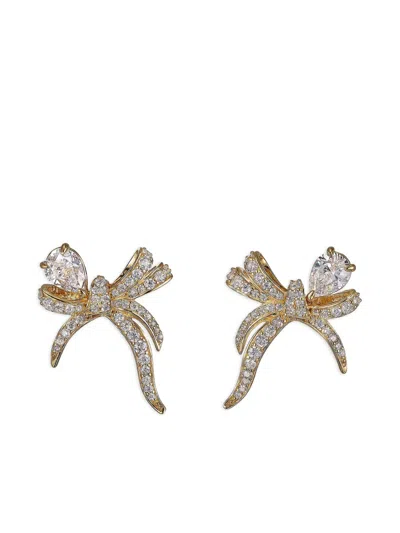 Anabela Chan 9k Yellow Gold Mini Ruban White Diamond Earrings