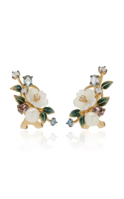 Anabela Chan Aqua Orchard 18k Yellow Gold Multi-stone Stud Earrings