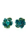Anabela Chan 18kt Aurora Rose Yellow Gold Stud Earrings In Blue