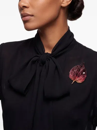 Anabela Chan Autumn Leaf Brooch In Green