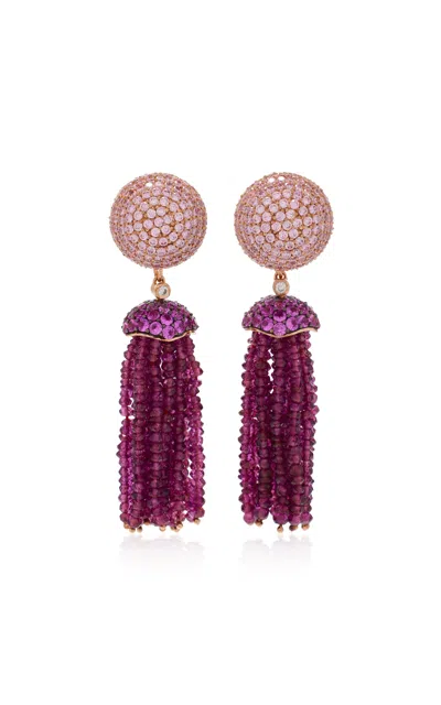 Anabela Chan Bauble Tassel 18k Rose Gold Vermeil Sapphire; Garnet Earrings In Purple