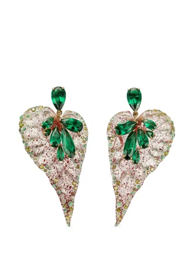 Anabela Chan Beetroot Begonia Emerald Earrings In Metallic