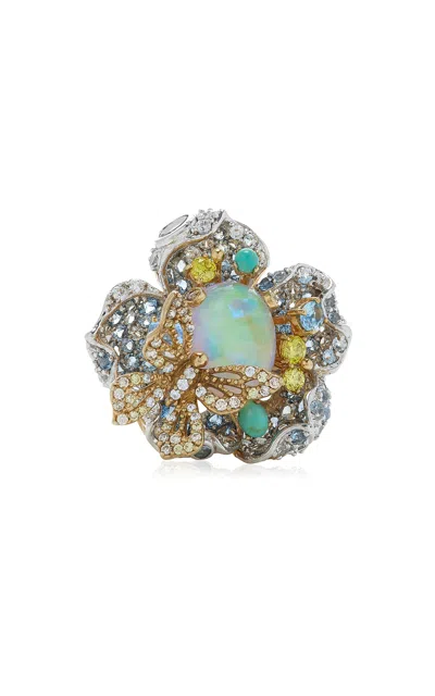 Anabela Chan Bloom 18k Gold; Rhodium Opal Ring In Metallic