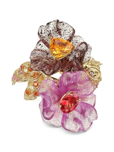 Anabela Chan Blueberry & Sweet Potato Garden Sapphire And Diamond Ring In Multi