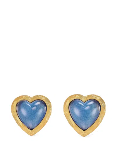 Anabela Chan 블루베리 하트 이어링 In Blue