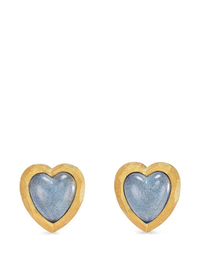 Anabela Chan Blueberry Heart Stud Earrings In Gold