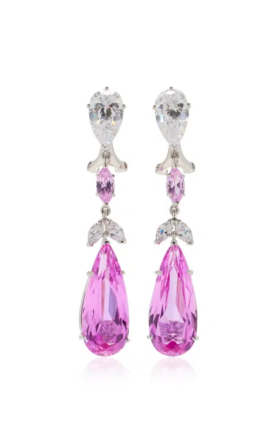 Anabela Chan Calla Lily 18k White Gold; Rhodium Vermeil Sapphire; Diamond Earrings In Pink