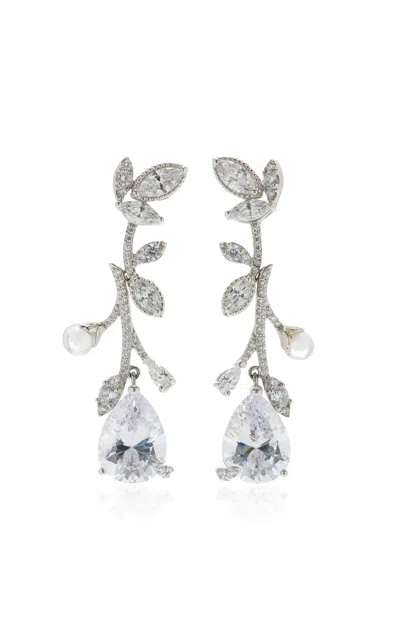 Anabela Chan Citrus Vine 18k White Gold; Rhodium Vermeil Diamond Earrings