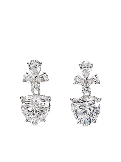 Anabela Chan Cupid Heart Diamond Earrings In Silver