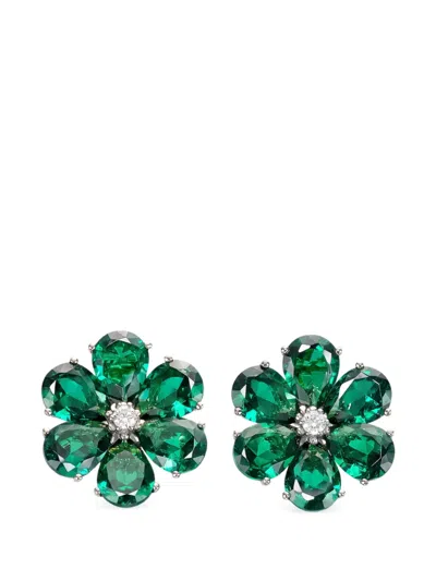 Anabela Chan Emerald Marguerite Daisy Earrings In Green