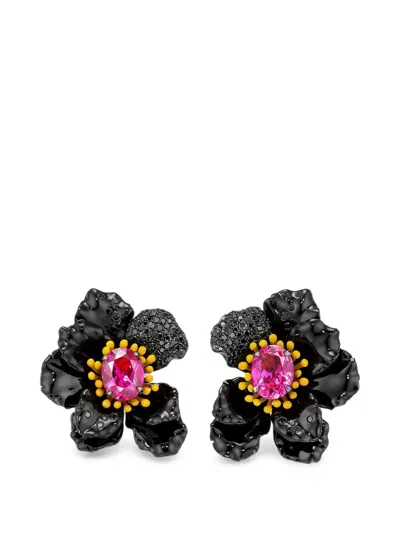 Anabela Chan Floral-motif Earrings In Black