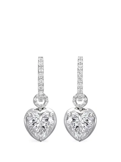 Anabela Chan Heart Pendant Hoop Earrings In Silver