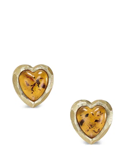 Anabela Chan Lab-grown Amber Heart-shape Stud Earrings In Yellow