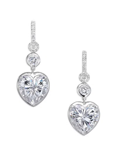Anabela Chan Large Heart Pendant Hoop Earrings In Silver