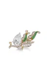 ANABELA CHAN LILY OF THE VALLEY 18K GOLD VERMEIL EMERALD; DIAMOND; AND PEARL RING