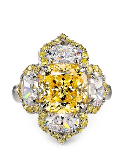 Anabela Chan Lotus Diamond Ring In Orange